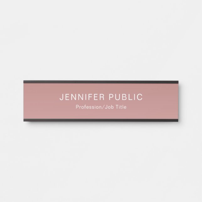 Stylish Rose Gold Elegant Modern Template Door Sign (Front)