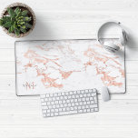 Stylish Rose Gold Foil Marble Monogram<br><div class="desc">Stylish Rose Gold Foil Marble Monogram Desk Mat Mouse Pad with trendy white marble and soft pink rose gold foil marble. Add your name and monogram for a custom design! Please contact us at cedarandstring@gmail.com if you need assistance with the design or matching products.</div>