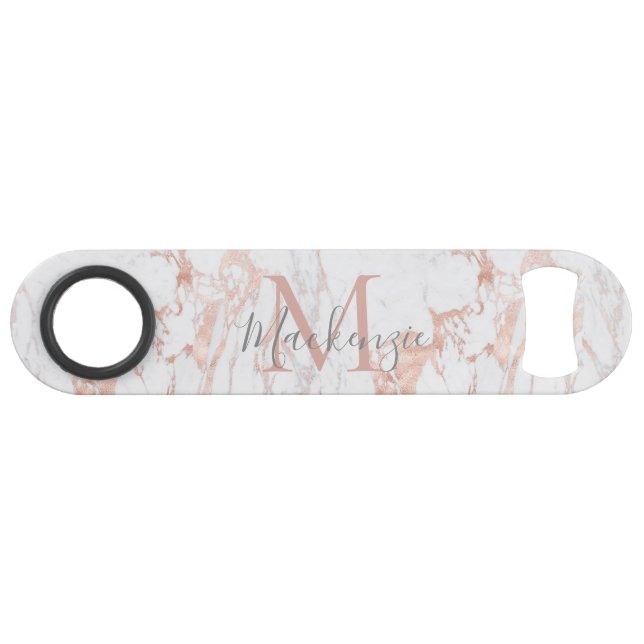 Stylish Rose Gold Foil Marble Monogram (Front (Horizontal))