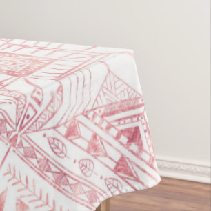 Stylish Rose Gold Geometric Tribal Aztec Pattern Tablecloth