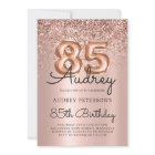 Stylish Rose Gold Glitter Balloon 85th Birthday