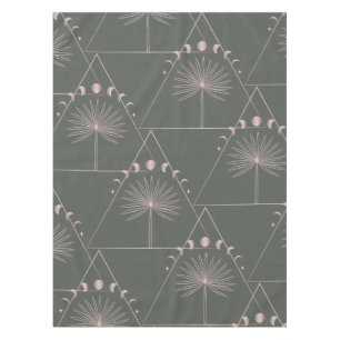 Stylish Rose Gold Grey Palm Leaf Moon Phases Art  Tablecloth