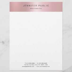 Stylish Rose Gold Modern Cute Design Template Custom Letterhead