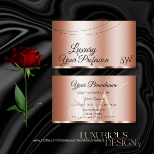 Stylish Rose Golden Glamourous with Initials Moder Business Card