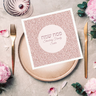 Stylish Rose Pink Glitter Custom Passover Napkins