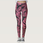 Stylish rose pink palm tree leaves pattern trendy leggings<br><div class="desc">Be a trendsetter in these super stunning graphic leggings of a grunge dusty rose pink palm tree leaves pattern on a black background. Work out, run errands, or just hang out in these super stunning leggings that are sure to make a fashion statement wherever you go. Add a solid black...</div>