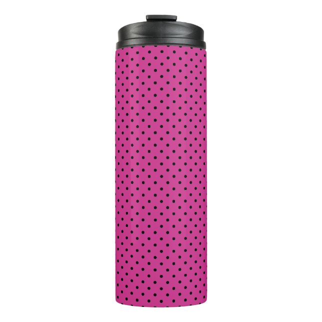 Stylish Rose Violet and Black Dots  Thermal Tumbler (Front)