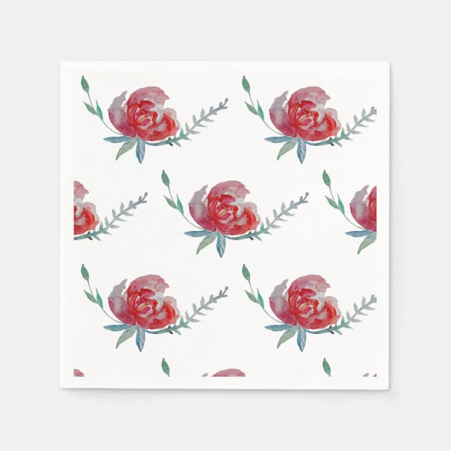 Stylish Rose Watercolor Art  Napkins (Front)