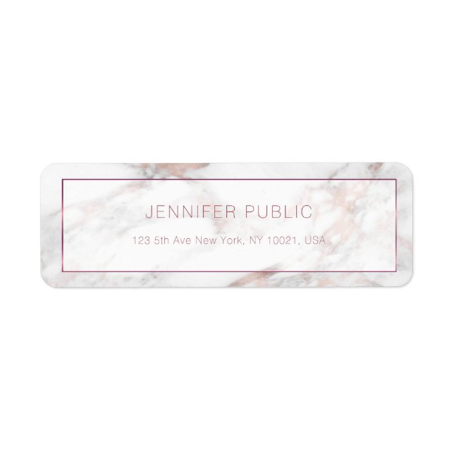 Stylish Rosegold Marble Template Return Address (Front)