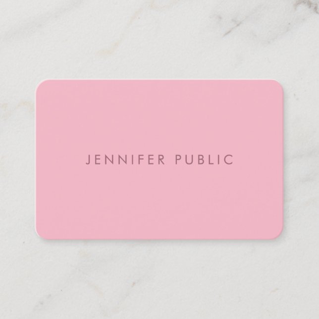 Stylish Rounded Pale Pink Simple Design Template Business Card (Front)