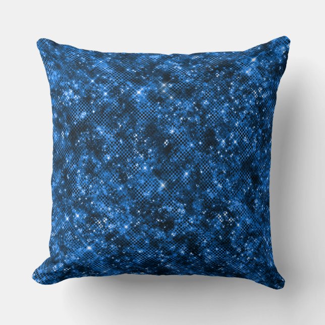 Stylish Royal Blue Shimmer Glitter Glam Pattern Cushion (Front)