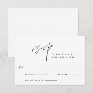 Stylish RSVP Black and White Minimal Response Card