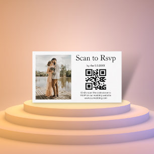 stylish rsvp qr code simple wedding photo   enclosure card