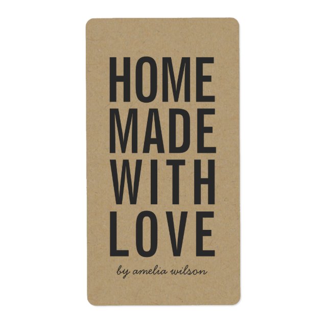 Stylish Rustic Bold Homemade with Love Faux Kraft (Front)