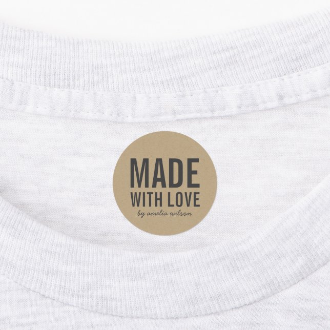 Stylish Rustic Bold Made with Love Faux Kraft (Affixed)