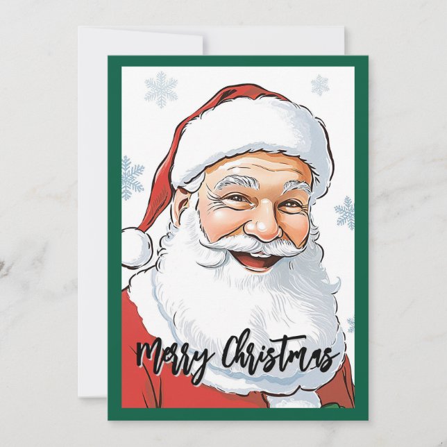 Stylish Rustic Cute Nice Retro Classic Santa Claus Holiday Card (Front)