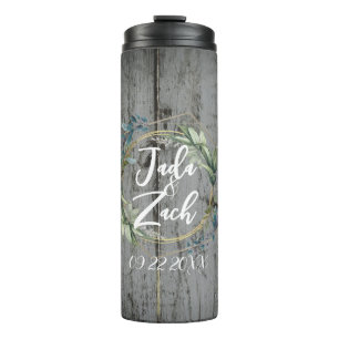 Stylish Rustic Leafy Wreath Wedding Thermal Tum Thermal Tumbler