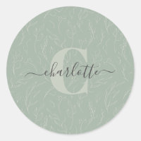Stylish Rustic Sage Green Botanical Floral Name   