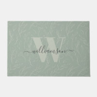 Stylish Rustic Sage Green Botanical Floral Name
