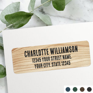 Stylish Rustic Woodgrain Black Return Address