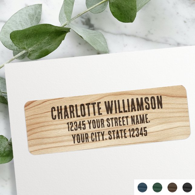 Stylish Rustic Woodgrain Brown Return Address (Creator Uploaded)