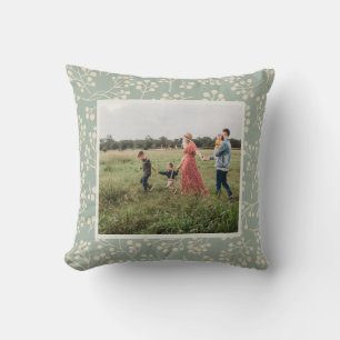 Stylish Sage Floral Modern Farmhouse Custom Photo Cushion