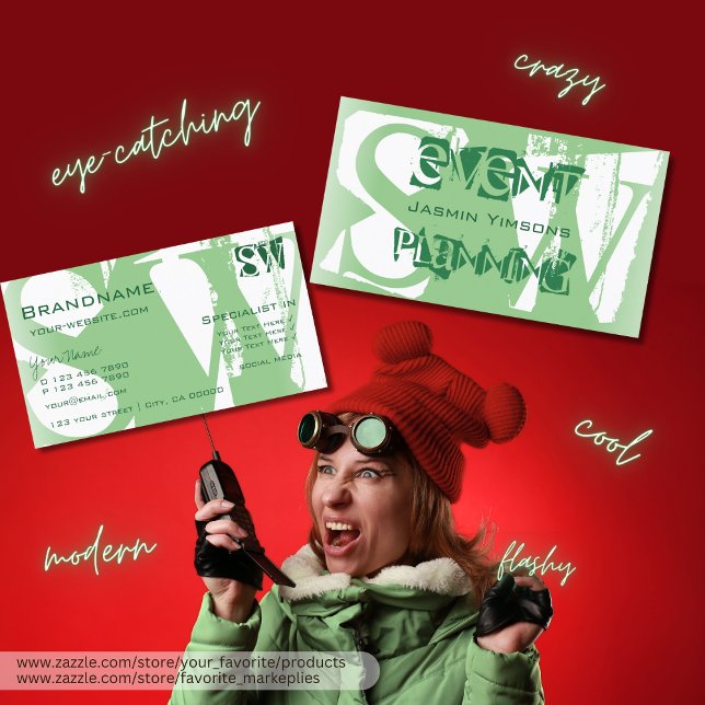 Stylish Sage Green and White with Initials Modern Business Card (Creator Uploaded)