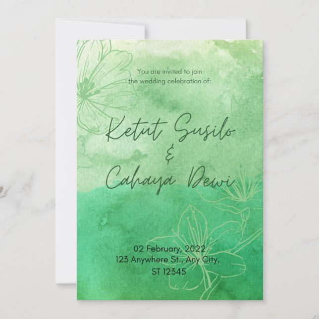 Stylish Sage Green Elegant Wedding Invites  (Front)