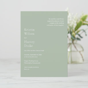 Stylish Sage Green Modern Wedding Invitation