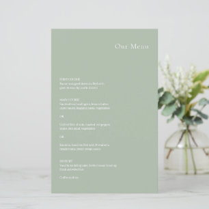 Stylish Sage Green Modern Wedding Menu
