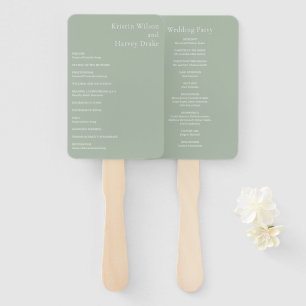 Stylish Sage Green Modern Wedding Program Hand Fan