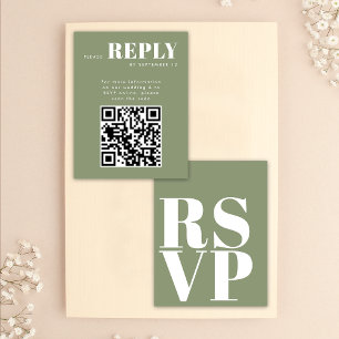 Stylish Sage Green RSVP Cards for Wedding QR Code