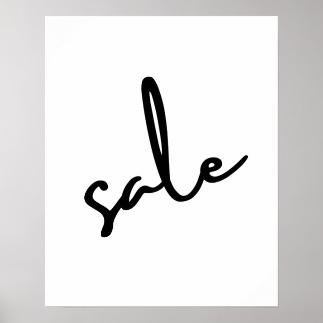 Stylish Sale Sign, Minimalist Black and White Sale Poster (Front)