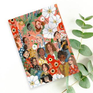 Stylish salmon International Women's Day Floral Card