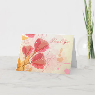 Stylish salmon pink tulips wedding thank you card