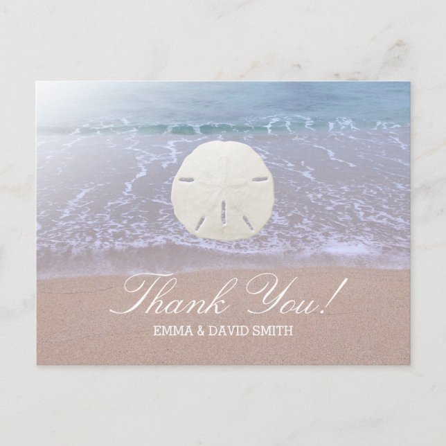 Stylish Sand Dollar Beach Wedding Thank You Postcard (Front)