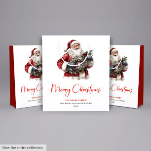 Stylish Santa Claus Rustic Vintage Christmas Chic Medium Gift Bag