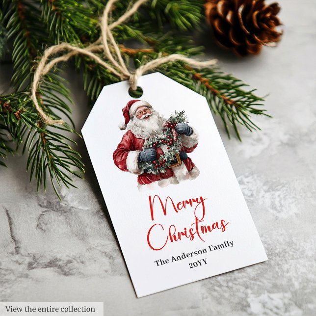 Stylish Santa Claus Rustic Vintage Christmas Tag (Stylish Santa Claus Rustic Vintage Christmas Tag)