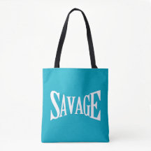 Stylish SAVAGE Bold White Print Tote Bag 