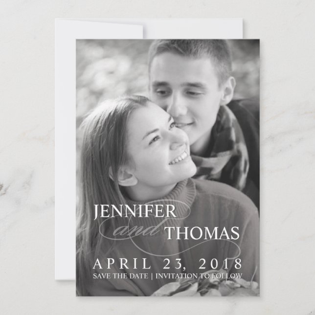 Stylish Save the Date Personalised Photo Wedding (Front)