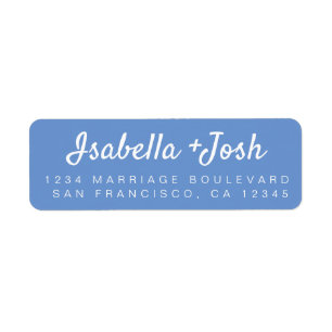 Stylish Script Blue Wedding Return Address