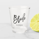 Stylish Script "Bride" Personalised Shot Glass<br><div class="desc">Fun personalised design for the bride-to-be.</div>