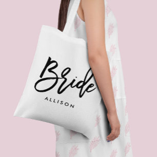 Stylish Script "Bride" Personalised Tote Bag