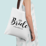 Stylish Script "Bride" Tote Bag<br><div class="desc">Fun personalised design for the bride-to-be.</div>
