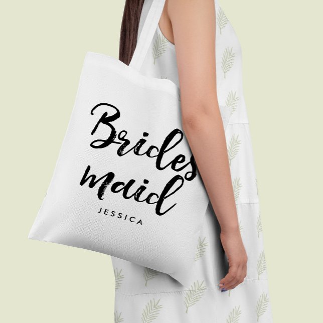 Stylish Script "Bridesmaid" Personalised Tote Bag (Creator Uploaded)