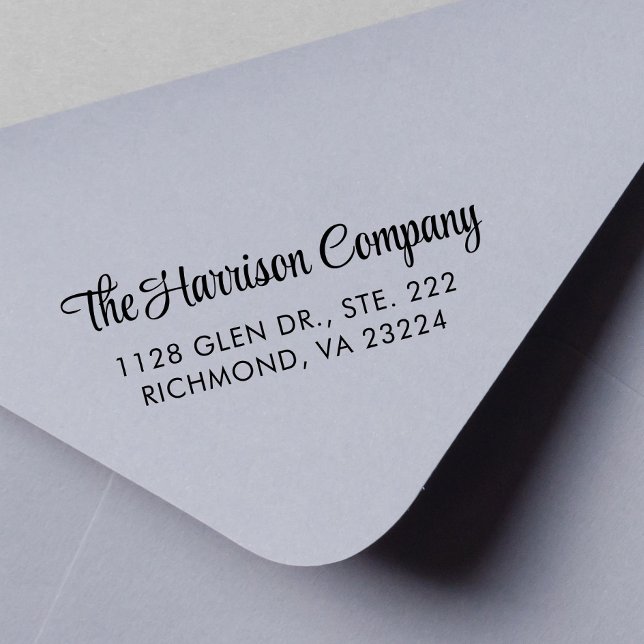 Stylish Script Business Return Address Self-inking Stamp (Creator Uploaded)