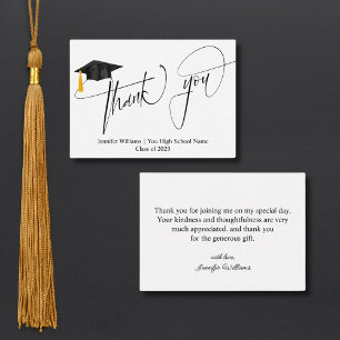 stylish script calligraphy thank you graduation card