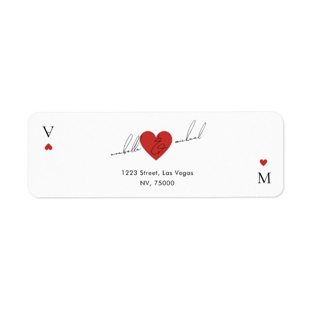 Stylish Script Casino Vegas Wedding Return Address (Front)