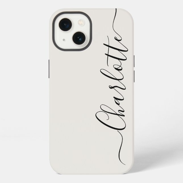 Stylish script custom name modern girly chic iPhone case (Back)