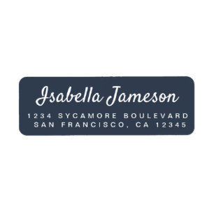 Stylish Script Dark Blue Return Address
